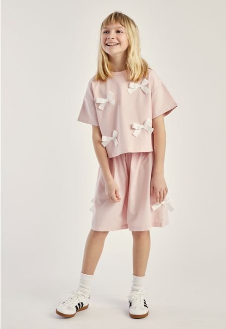 Ribbon T shirt and Shorts Set (2PCS)