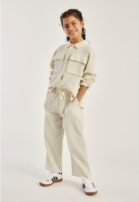 Solid Shirt and Pants Set (2PCS)