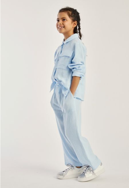 Solid Shirt and Pants Set (2PCS)
