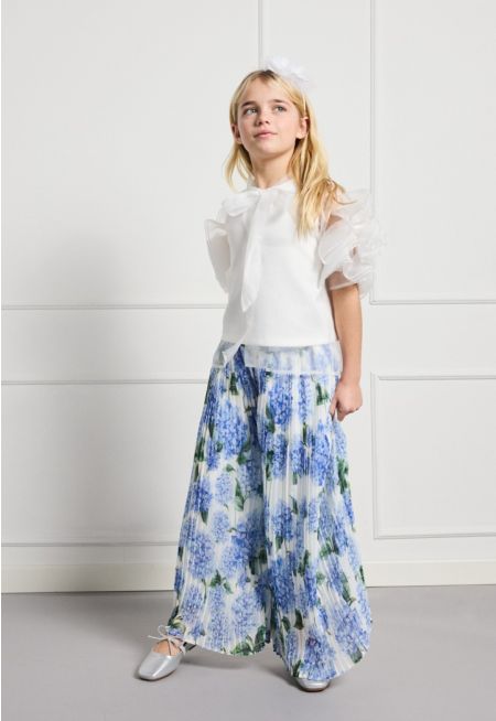 Ruffled Shirt and Floral Pants Set (2 PCS)
