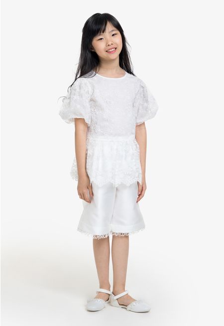 Embroidered Top and Shorts Set (2PCS)