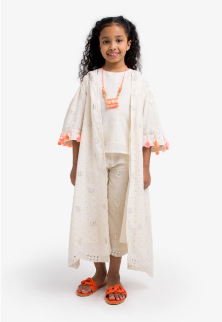 Embroidered Hooded Abaya & Trouser Set