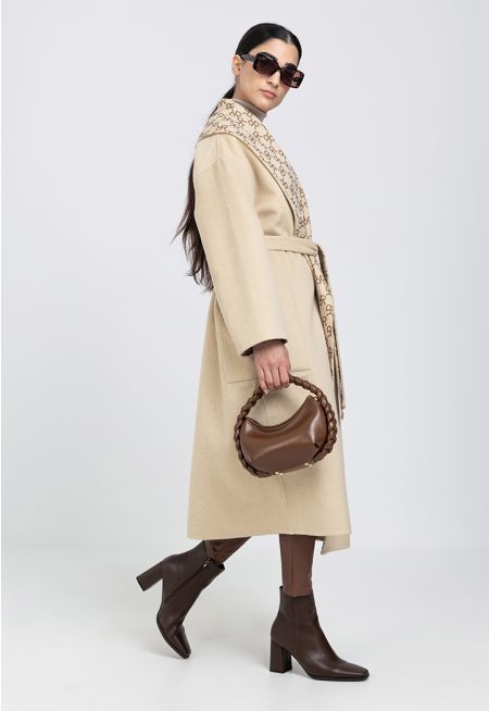 Shawl Collar Reversible Wool Coat