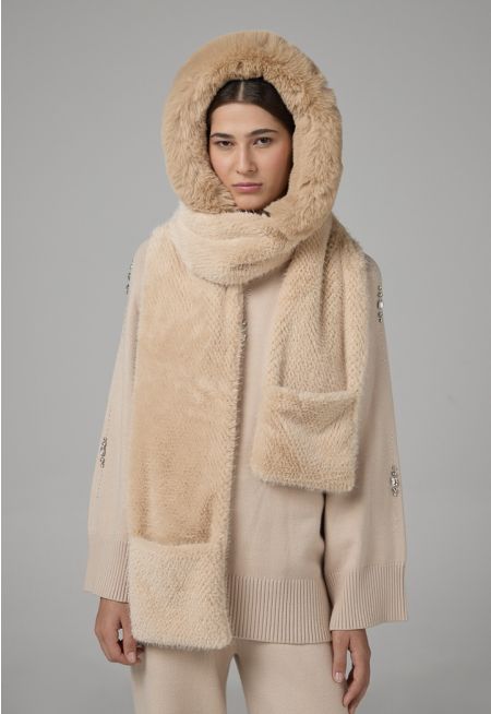 Faux Fur Hooded Scarf