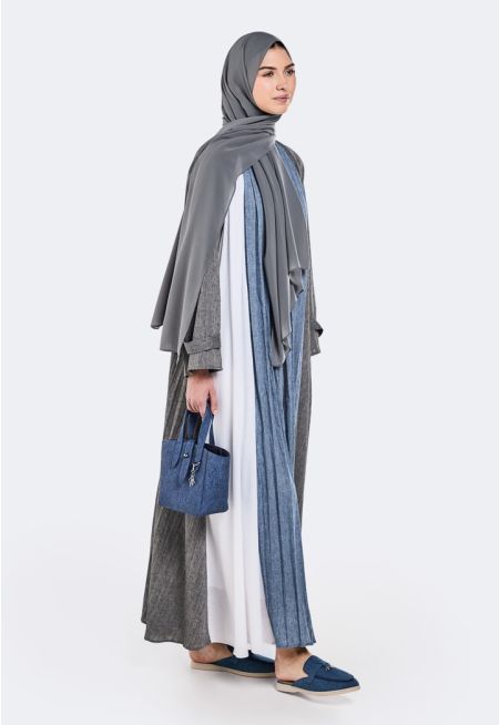 Color Block Abaya With Hijab (2 PCS)