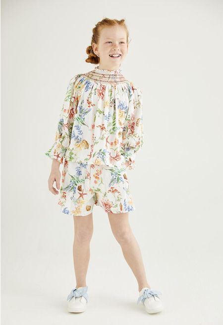 Printed Blouse and Shorts Set (2PC)