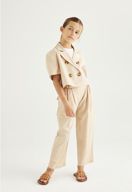 Solid Shirt and Trousers Set (2 PCS)