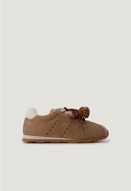 Contrast Lace Suede Sneakers