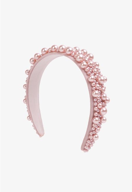 Quilted Faux Pearl Embellished Headband