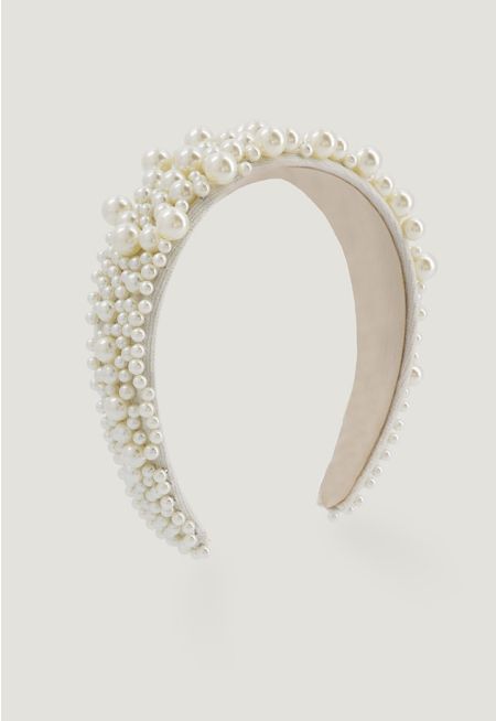 Quilted Faux Pearl Embellished Headband