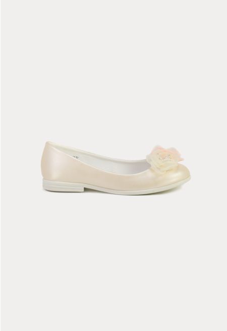 Organza Flowers With Crystal Beads Flat Shoes -Sale