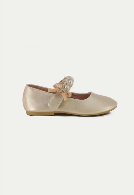Pearls Strap Flat Shoes -Sale