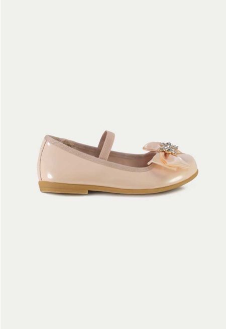 Satin Ribbon With Crystals Flat Shoes -Sale