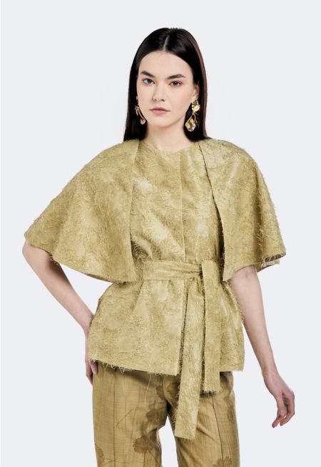 Jacquard Fringed Embellished Blouse Combo- Style Ramadan