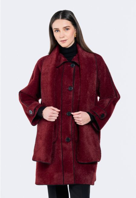 Contrast Faux Fur Jacket Combo (2PCS)