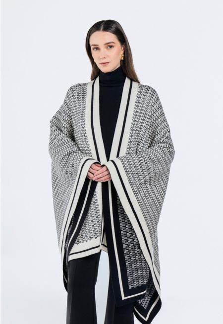 Contrast Knitted Poncho