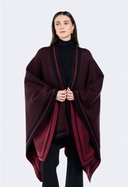 Contrast Knitted Poncho