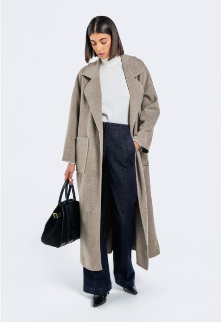 Notched Lapel Solid Coat