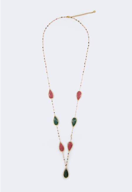 Tear Drop Gemstones Necklace