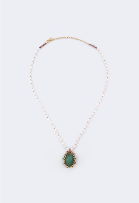 Beads and Gemstone Necklace