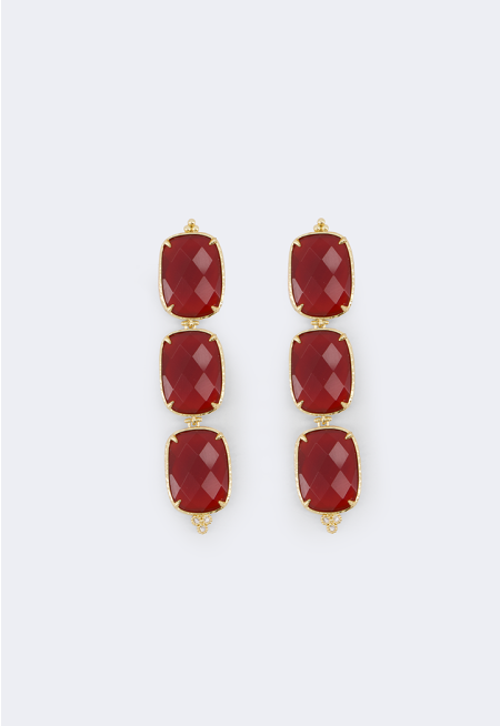 Long Rectangle Gemstone Earrings