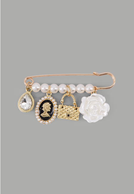 Pearl Safety-Pin Brooch