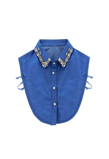 Embellished Denim Detachable Chemise Collar -Sale