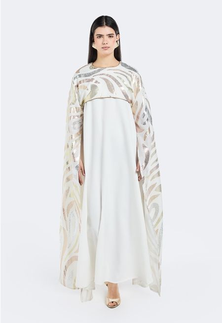 Sequins Kaftan With Cape Set (2PCS)