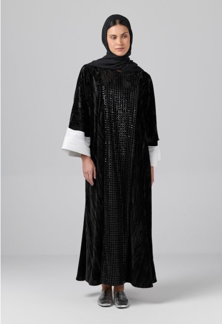 فستان مخمل مع حجاب (قطعتين)
