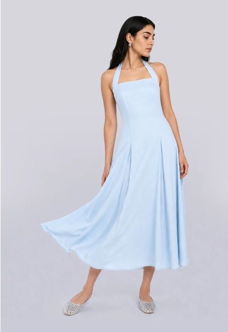 Halter Neck Flared Dress
