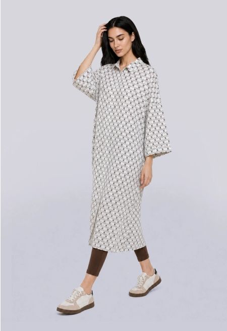 Monogram Print Shirt Dress