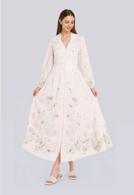 Floral Print Maxi Shirt Dress