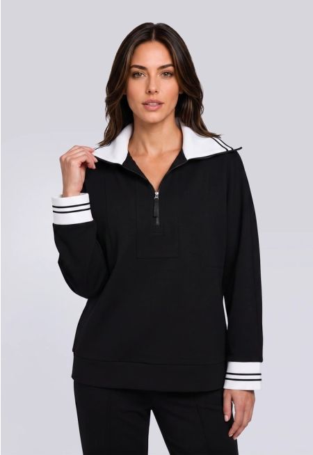 Contrast Long Sleeve Blouse