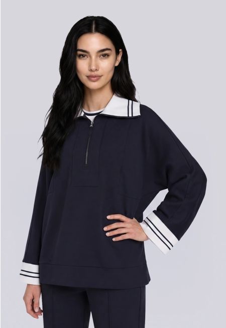 Contrast Long Sleeve Blouse