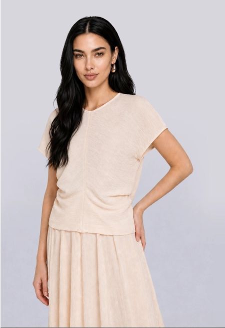 Sleeveless Crinkled Solid Top