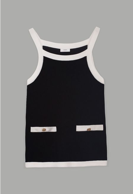 Contrast Knitted Sleeveless Top