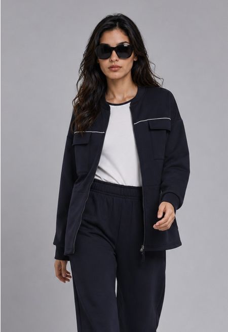 Front Zipper Solid Jacket