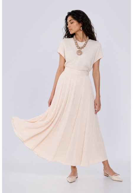 Solid Crinkled Pleated Skirt
