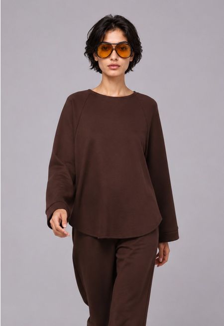 Dolman Sleeve Asymmetrical Hem Blouse