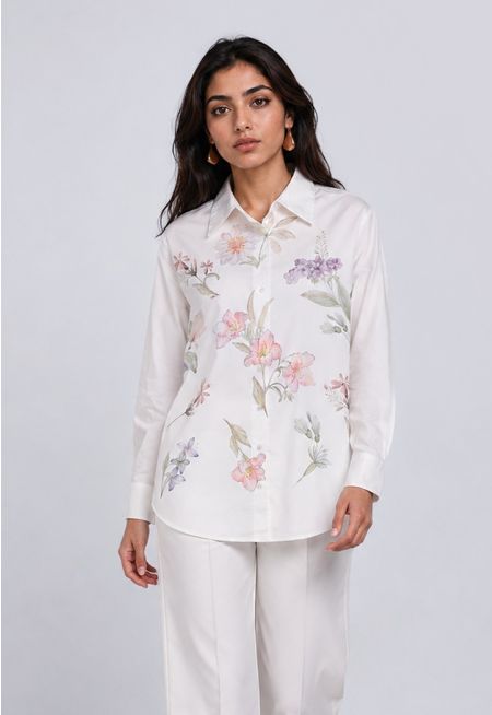 Long Sleeve Floral Printed Shirt