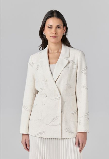 Beads Embellished Textured Jacket