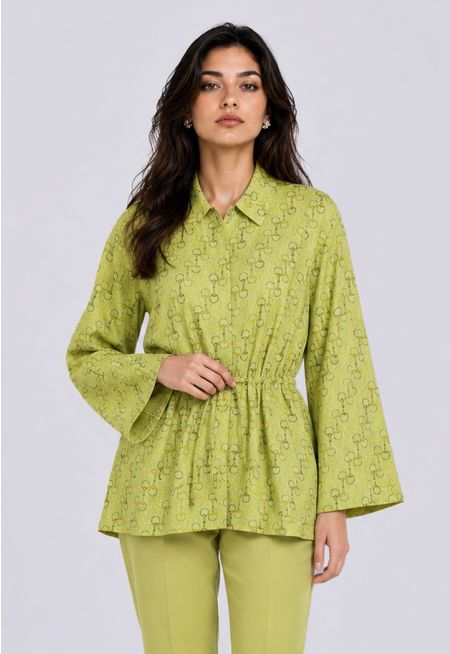 Chain Print Shirt Collar Jacket