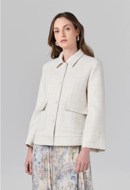 Tweed Front Flap Pocket Lurex Jacket