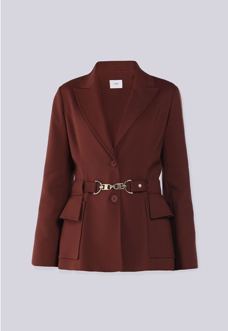 Belted Jacket With Front Pockets