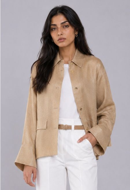 Front Flap Pockets Linen Jacket