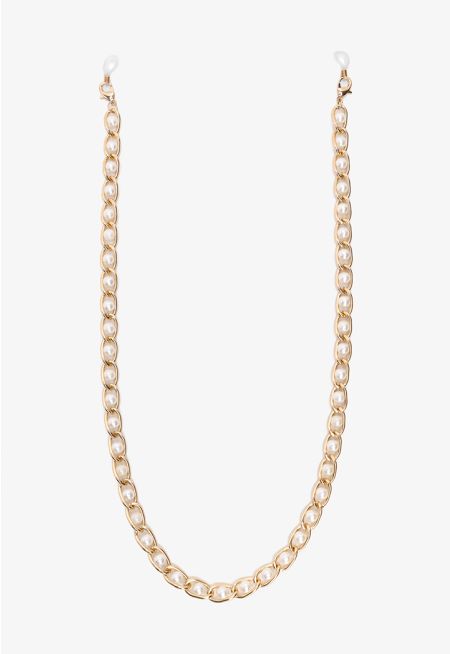 Chain Wrapped Faux Pearls Sunglasses Accessory