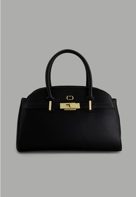 Iconic Metallic Turn lock Handbag
