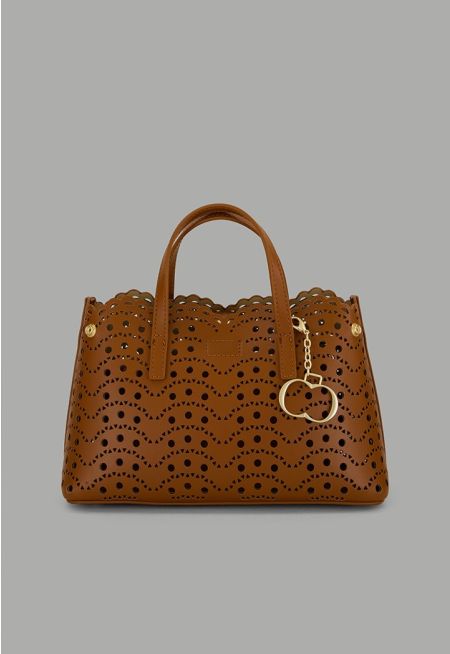 PU Leather Schiffli Handbag