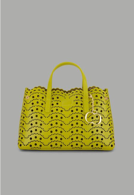 PU Leather Schiffli Handbag