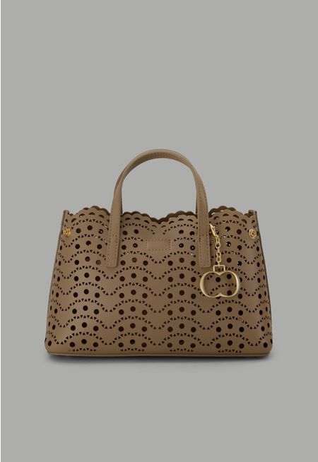 PU Leather Schiffli Handbag